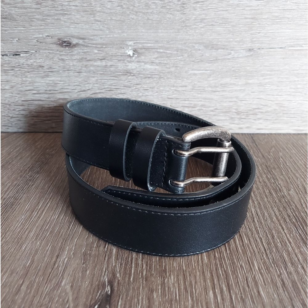 Black Belt Double Prong Buckle Size Medium Faux Leather